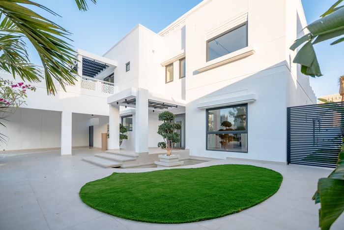 Courtyard with Circular Lawn &mdash; completed Crownstone villa renovation, Dubai